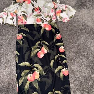 Ted Baker Black and White Floral Pencil Skirt